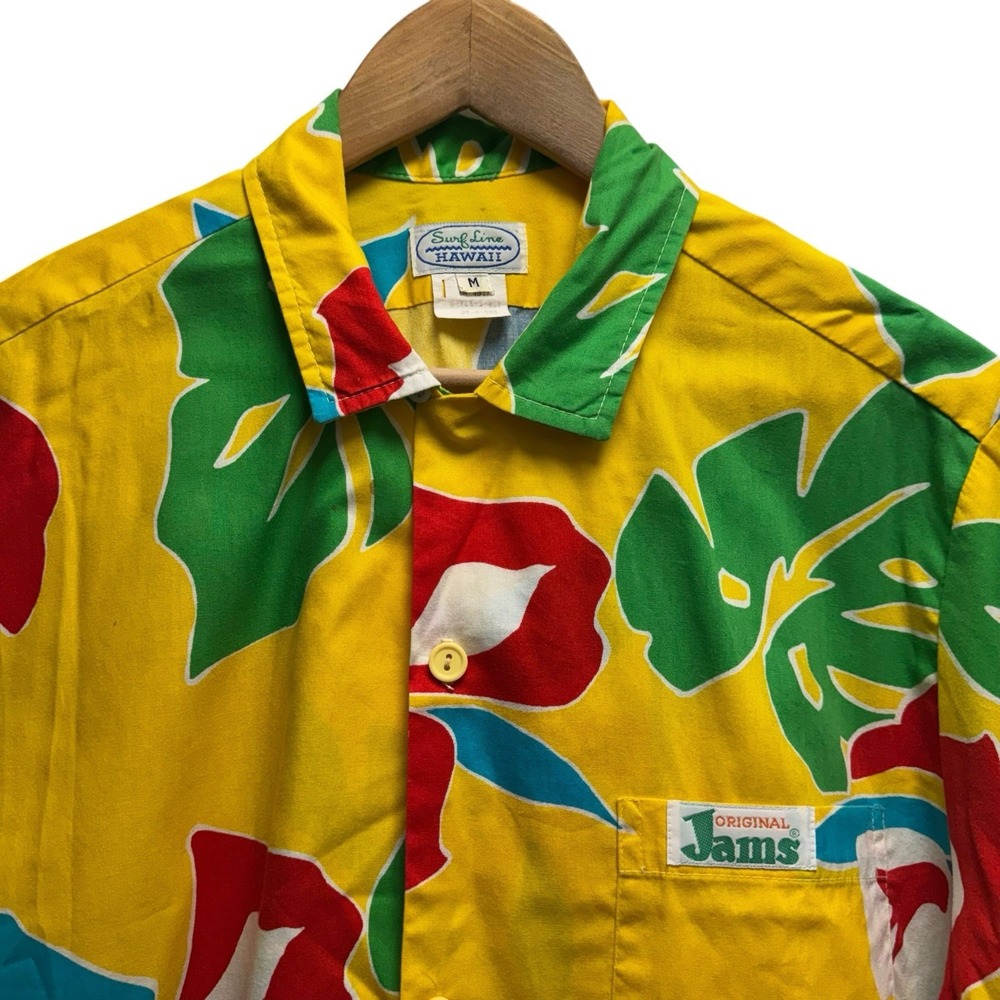 Surf Line Hawaii Original Jams World 80's Men's Medium Floral Loop Collar Shirt